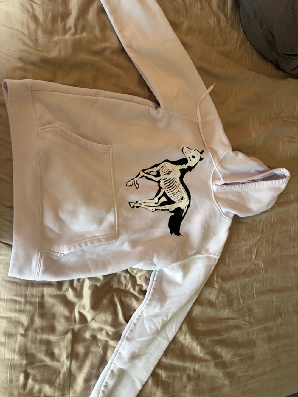 Men's White Hoodie with Skeleton Horse Graphic